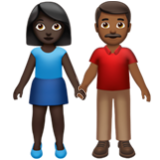 Apple(iPhone) Woman And Man Holding Hands: Dark Skin Tone, Medium-Dark Skin Tone Emoji