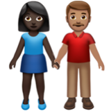 Apple(iPhone) Woman And Man Holding Hands: Dark Skin Tone, Medium Skin Tone Emoji