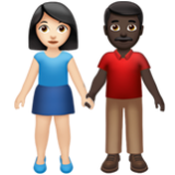 Apple(iPhone) Woman And Man Holding Hands: Light Skin Tone, Dark Skin Tone Emoji