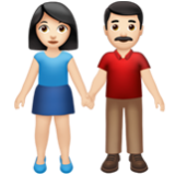 Apple(iPhone) Woman And Man Holding Hands: Light Skin Tone Emoji