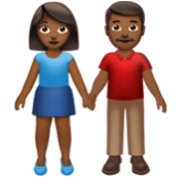 Apple(iPhone) Woman And Man Holding Hands: Medium-Dark Skin Tone Emoji