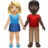 Apple(iPhone) Woman And Man Holding Hands: Medium-Light Skin Tone, Dark Skin Tone Emoji