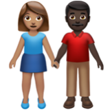 Apple(iPhone) Woman And Man Holding Hands: Medium Skin Tone, Dark Skin Tone Emoji