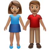 Apple(iPhone) Woman And Man Holding Hands: Medium Skin Tone Emoji