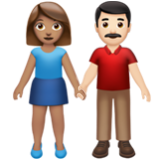 Apple(iPhone) Woman And Man Holding Hands: Medium Skin Tone, Light Skin Tone Emoji