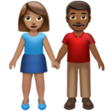 Apple(iPhone) Woman And Man Holding Hands: Medium Skin Tone, Medium-Dark Skin Tone Emoji