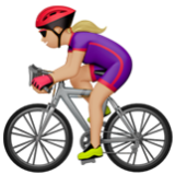 Apple(iPhone) Woman Biking: Medium-Light Skin Tone Emoji