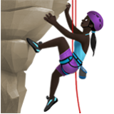 Apple(iPhone) Woman Climbing: Dark Skin Tone Emoji