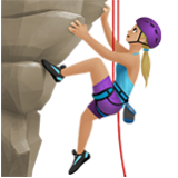 Apple(iPhone) Woman Climbing: Medium-Light Skin Tone Emoji