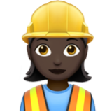 Apple(iPhone) Woman Construction Worker: Dark Skin Tone Emoji