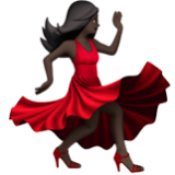 Apple(iPhone) Woman Dancing: Dark Skin Tone Emoji