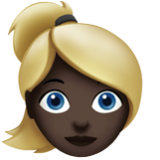 Apple(iPhone) Woman: Dark Skin Tone, Blond Hair Emoji