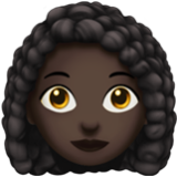 Apple(iPhone) Woman: Dark Skin Tone, Curly Hair Emoji