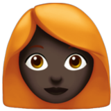 Apple(iPhone) Woman: Dark Skin Tone, Red Hair Emoji