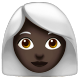 Apple(iPhone) Woman: Dark Skin Tone, White Hair Emoji