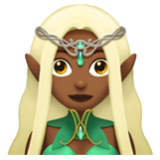 Apple(iPhone) Woman Elf: Medium-Dark Skin Tone Emoji