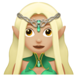 Apple(iPhone) Woman Elf: Medium-Light Skin Tone Emoji