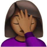 Apple(iPhone) Woman Facepalming: Medium-Dark Skin Tone Emoji