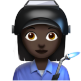 Apple(iPhone) Woman Factory Worker: Dark Skin Tone Emoji