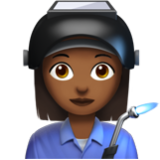 Apple(iPhone) Woman Factory Worker: Medium-Dark Skin Tone Emoji