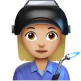 Apple(iPhone) Woman Factory Worker: Medium-Light Skin Tone Emoji