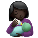 Apple(iPhone) Woman Feeding Baby: Dark Skin Tone Emoji