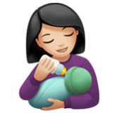 Apple(iPhone) Woman Feeding Baby: Light Skin Tone Emoji