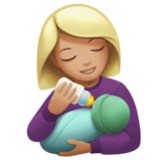 Apple(iPhone) Woman Feeding Baby: Medium-Light Skin Tone Emoji