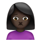 Apple(iPhone) Woman Frowning: Dark Skin Tone Emoji