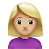 Apple(iPhone) Woman Frowning: Medium-Light Skin Tone Emoji