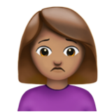 Apple(iPhone) Woman Frowning: Medium Skin Tone Emoji