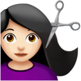 Apple(iPhone) Woman Getting Haircut: Light Skin Tone Emoji