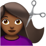 Apple(iPhone) Woman Getting Haircut: Medium-Dark Skin Tone Emoji