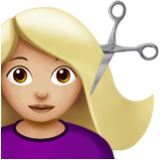 Apple(iPhone) Woman Getting Haircut: Medium-Light Skin Tone Emoji