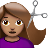 Apple(iPhone) Woman Getting Haircut: Medium Skin Tone Emoji