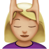 Apple(iPhone) Woman Getting Massage: Medium-Light Skin Tone Emoji