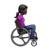 Apple(iPhone) Woman In Manual Wheelchair Facing Right: Dark Skin Tone Emoji