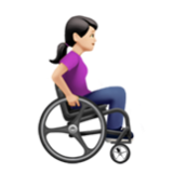 Apple(iPhone) Woman In Manual Wheelchair Facing Right: Light Skin Tone Emoji