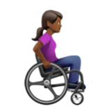 Apple(iPhone) Woman In Manual Wheelchair Facing Right: Medium-Dark Skin Tone Emoji