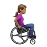 Apple(iPhone) Woman In Manual Wheelchair Facing Right: Medium Skin Tone Emoji