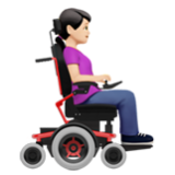 Apple(iPhone) Woman In Motorized Wheelchair Facing Right: Light Skin Tone Emoji