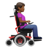 Apple(iPhone) Woman In Motorized Wheelchair Facing Right: Medium-Dark Skin Tone Emoji