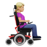 Apple(iPhone) Woman In Motorized Wheelchair Facing Right: Medium-Light Skin Tone Emoji