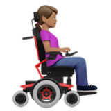 Apple(iPhone) Woman In Motorized Wheelchair Facing Right: Medium Skin Tone Emoji