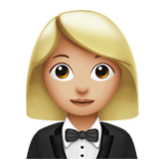 Apple(iPhone) Woman In Tuxedo: Medium-Light Skin Tone Emoji