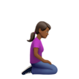 Apple(iPhone) Woman Kneeling Facing Right: Medium-Dark Skin Tone Emoji