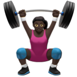 Apple(iPhone) Woman Lifting Weights: Dark Skin Tone Emoji