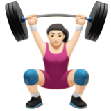 Apple(iPhone) Woman Lifting Weights: Light Skin Tone Emoji