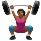 Apple(iPhone) Woman Lifting Weights: Medium-Dark Skin Tone Emoji