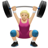 Apple(iPhone) Woman Lifting Weights: Medium-Light Skin Tone Emoji